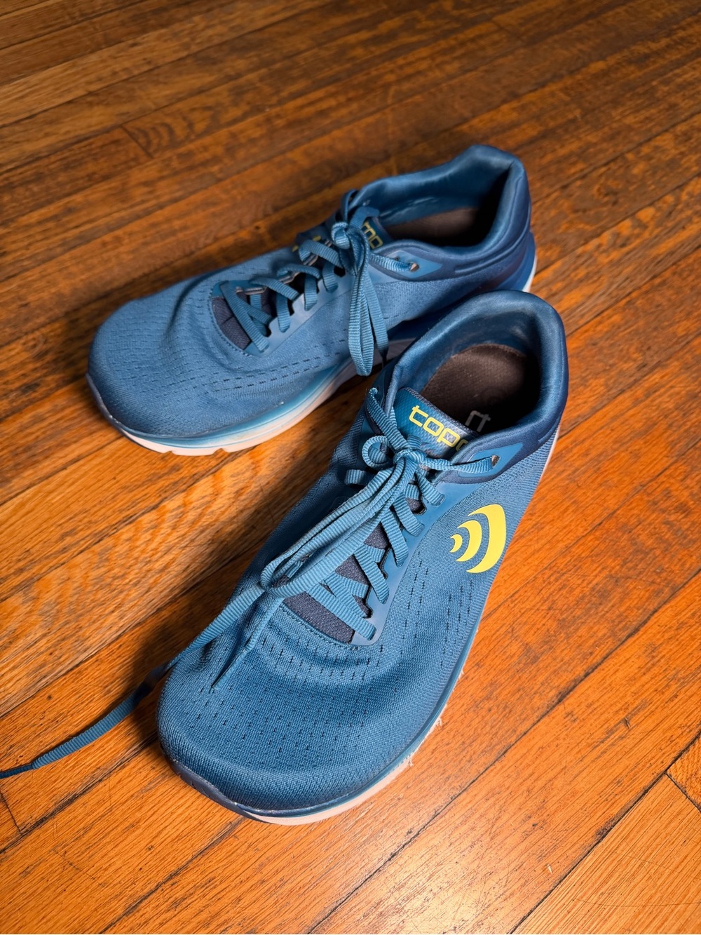 Topo Athletic M-Magnifly 5 Men’s Running Shoes Blue/Green – Size 12 – Wide Toe B